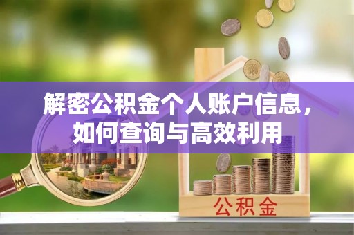 古坑解密公积金个人账户信息，如何查询与高效利用