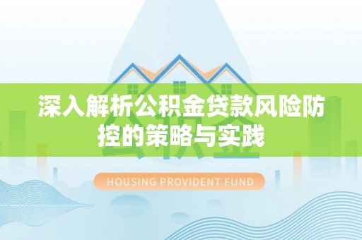 古坑深入解析公积金贷款风险防控的策略与实践