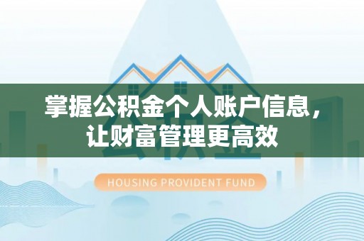 古坑掌握公积金个人账户信息，让财富管理更高效