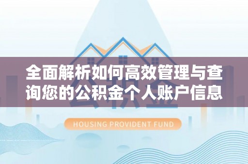 古坑全面解析如何高效管理与查询您的公积金个人账户信息
