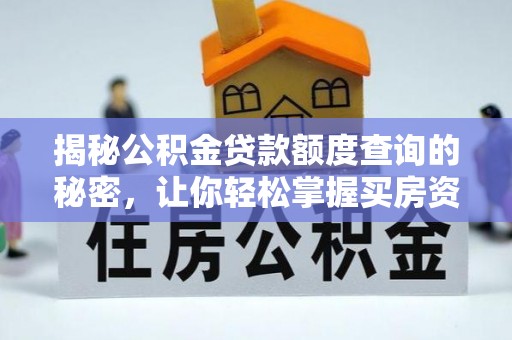 古坑揭秘公积金贷款额度查询的秘密，让你轻松掌握买房资金规划