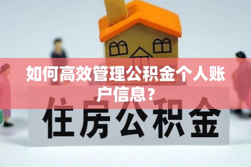 古坑如何高效管理公积金个人账户信息？