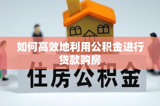 古坑如何高效地利用公积金进行贷款购房